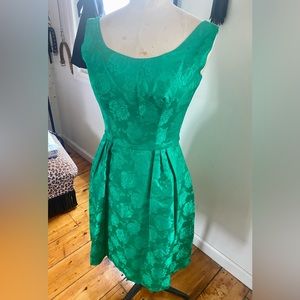 Vintage 50s 60s green brocade party dress XS S